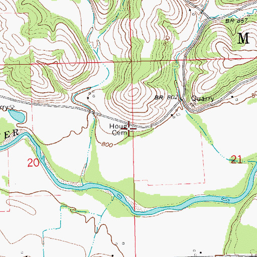 Topographic Map of Houg Cemetery, IA
