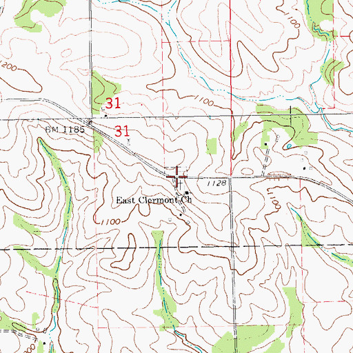 Topographic Map of East Clermont Lutheran Cemetery, IA