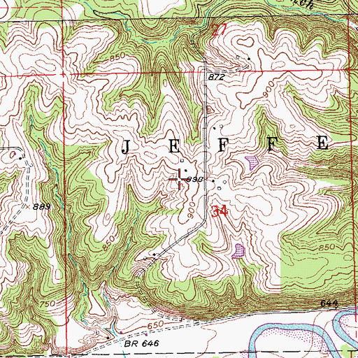 Topographic Map of Lewis Cemetery, IA