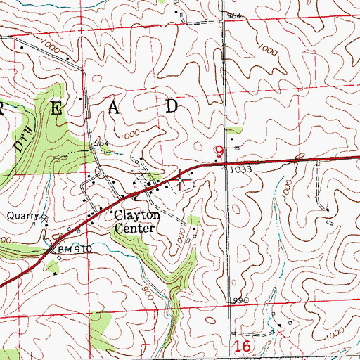 Topographic Map of Clayton Center Cemetery, IA