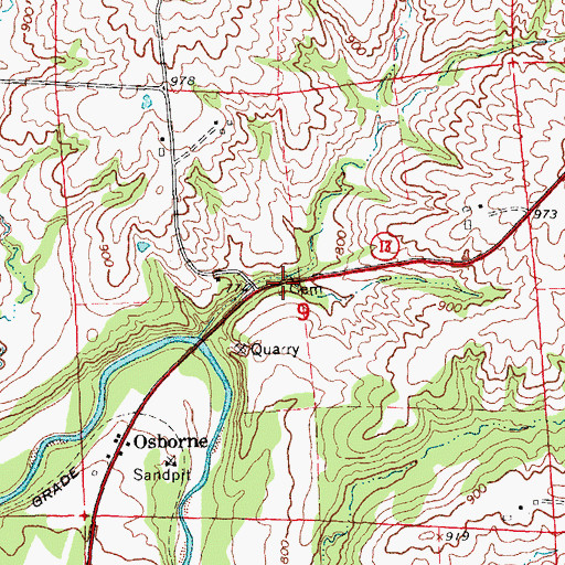 Topographic Map of Osborne Cemetery, IA