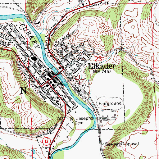 Topographic Map of Eastside Cemetery, IA