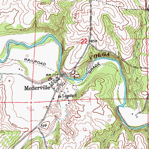 Topographic Map of Mederville Cemetery, IA