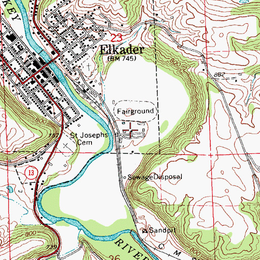Topographic Map of Table Rock Site of July 4 1838 Celebration Historical Marker, IA