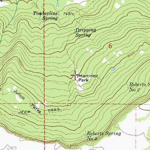 Topographic Map of Martinez Park, CO