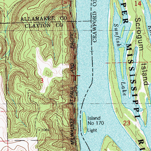Topographic Map of Beginning of Old Military Trail Historical Marker, IA