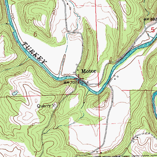 Topographic Map of Motor Mill Bridge, IA