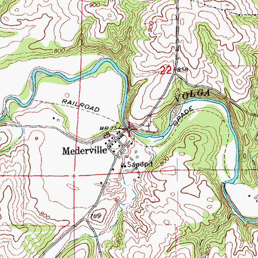 Topographic Map of Meaderville Bridge, IA