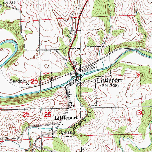 Topographic Map of Dry Run Bridge, IA