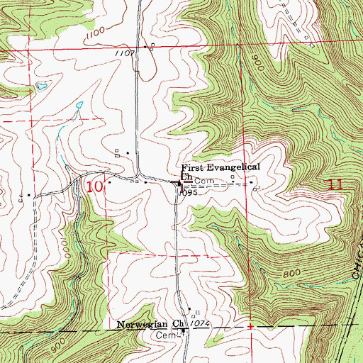 Topographic Map of First Evangelical Lutheran Cemetery, IA