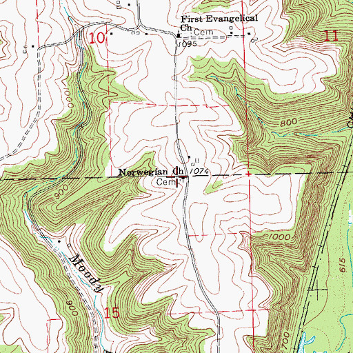 Topographic Map of Norsk Lutheran Cemetery, IA
