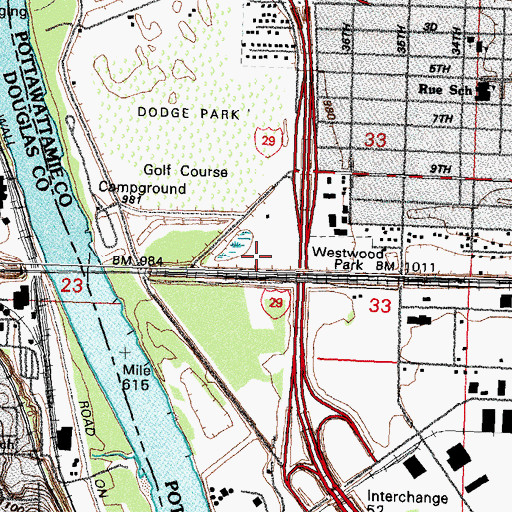 Topographic Map of Westwood Golf Course, IA