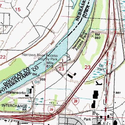 Topographic Map of Narrows River Access County Park, IA