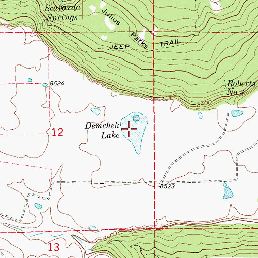 Topographic Map of Demchek Lake, CO