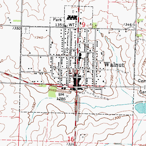 Topographic Map of Walnut Creek Historical Museum, IA