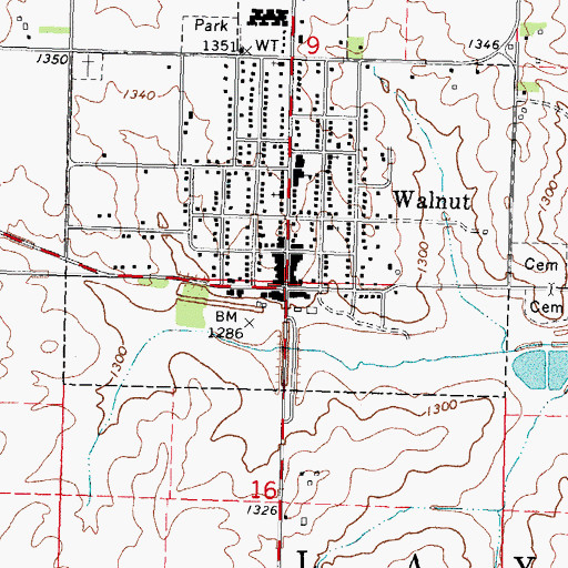 Topographic Map of Walnut Medical Center, IA