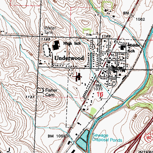 Topographic Map of Underwood Elementary School, IA