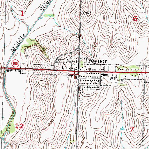 Topographic Map of Treynor City Town Hall, IA