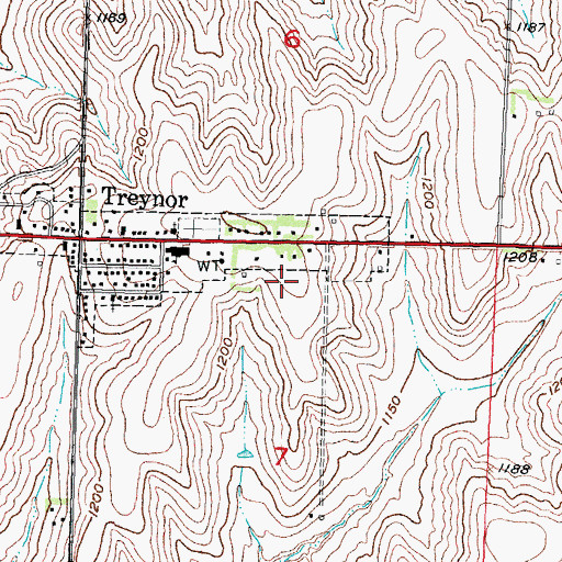 Topographic Map of Treynor Elementary School, IA
