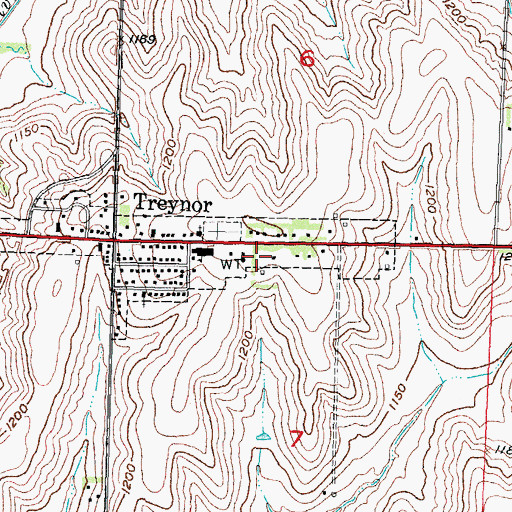 Topographic Map of Treynor Recreation Area, IA