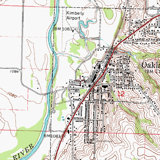 Topographic Map of Oakland Fire and Rescue Department, IA