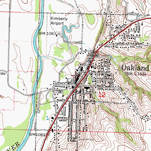 Topographic Map of Oakland Post Office, IA