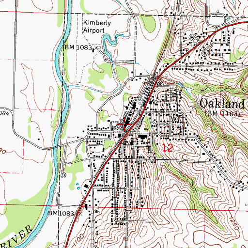 Topographic Map of Oakland, IA