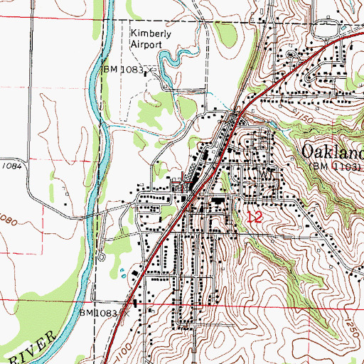 Topographic Map of Oakland Medical Center, IA
