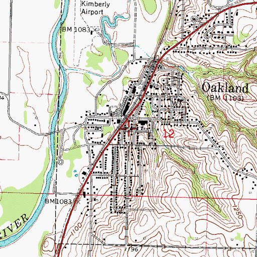 Topographic Map of Oakland Christian Church, IA