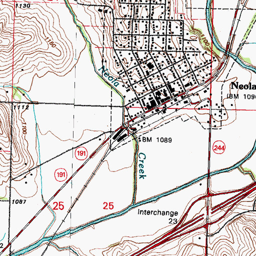 Topographic Map of Neola, IA