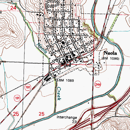 Topographic Map of Neola Elevator, IA