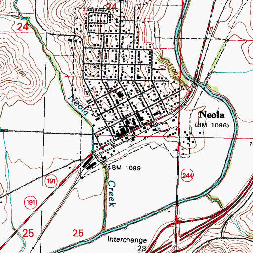 Topographic Map of Neola Post Office, IA