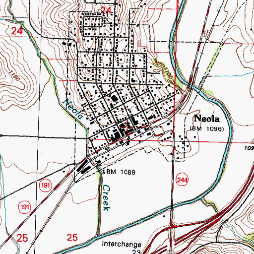 Topographic Map of Neola City Hall, IA