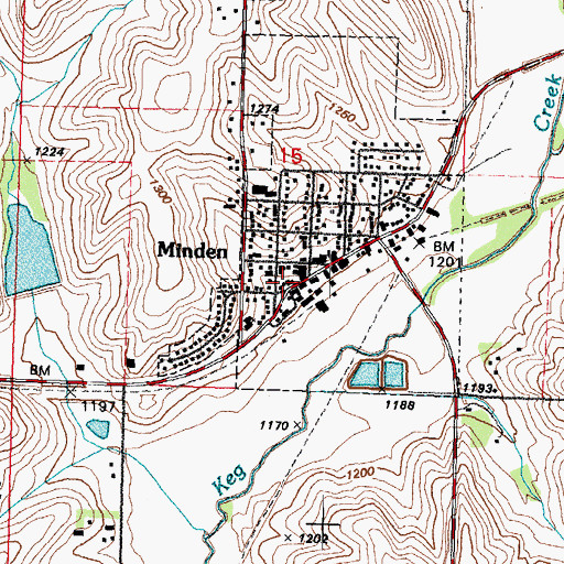 Topographic Map of Minden Volunteer Fire and Rescue, IA