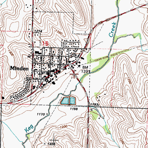 Topographic Map of Minden (historical), IA