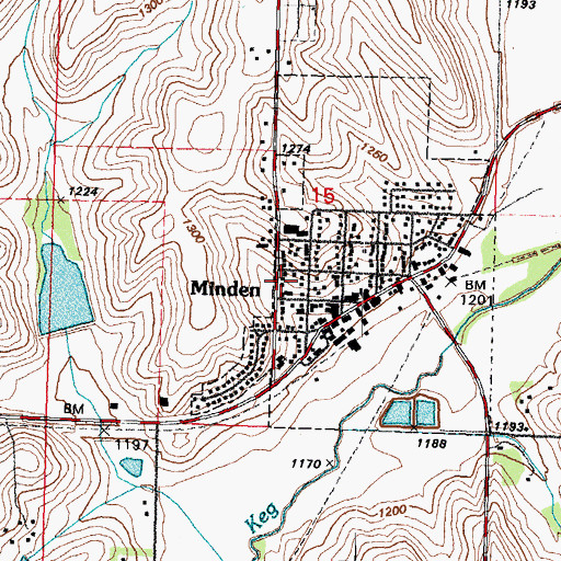 Topographic Map of Minden City Hall, IA