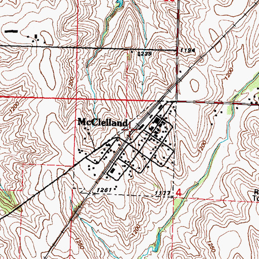 Topographic Map of McClelland, IA