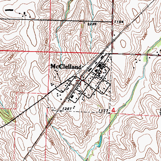 Topographic Map of McClelland Post Office, IA