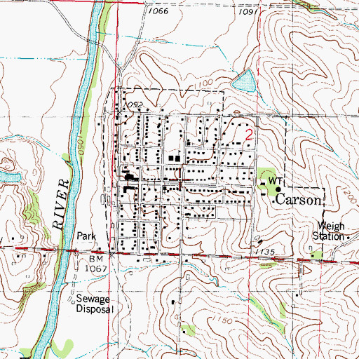 Topographic Map of Carson Presbyterian Church, IA
