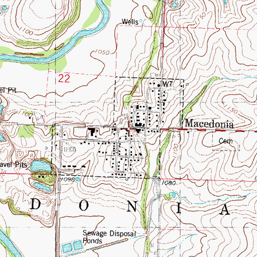 Topographic Map of Macedonia (historical), IA