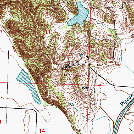 Topographic Map of Mount Crescent Ski Area, IA