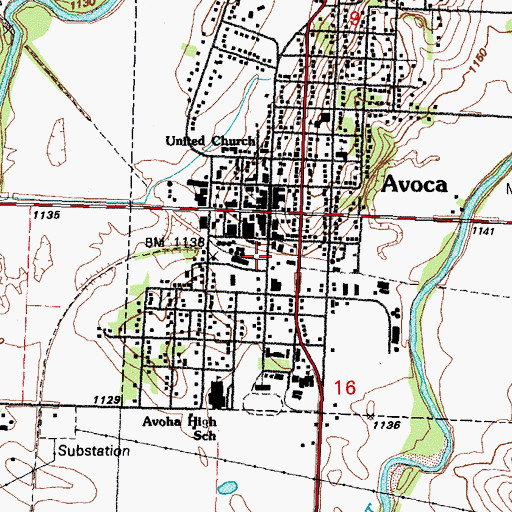 Topographic Map of Avoca (historical), IA