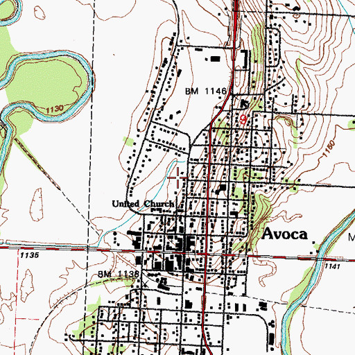 Topographic Map of Sweet Vale of Avoca Heritage Museum, IA