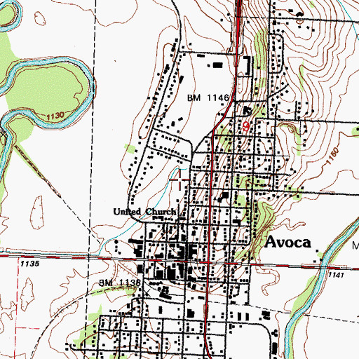 Topographic Map of Avoca Physicians Clinic, IA