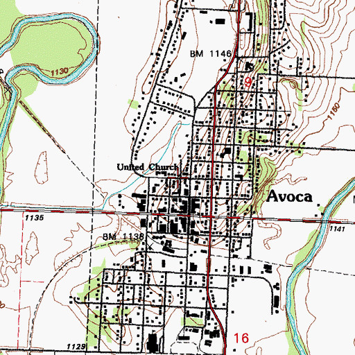 Topographic Map of United Church of Avoca, IA