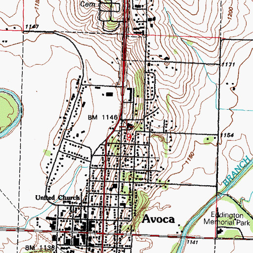 Topographic Map of Avoca Nursing and Rehabilitation Center, IA