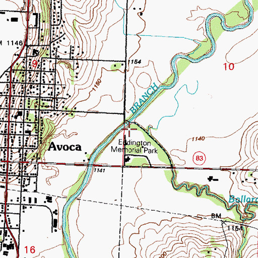 Topographic Map of Eddington Memorial Park, IA