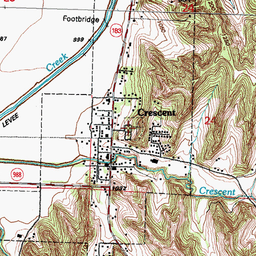 Topographic Map of Crescent Cemetery, IA