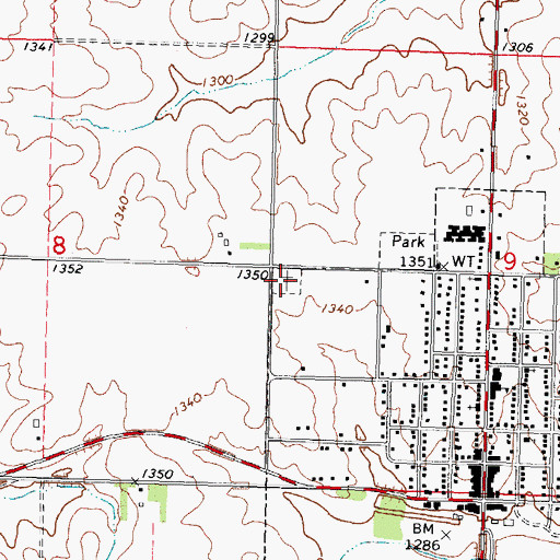 Topographic Map of Walnut Catholic Cemetery, IA