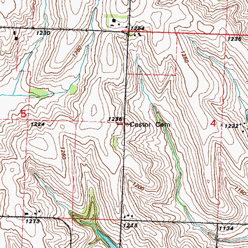 Topographic Map of Castor Cemetery, IA